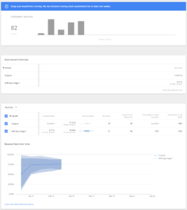 Google Optimize AB experiment report. Click to the image to enlarge